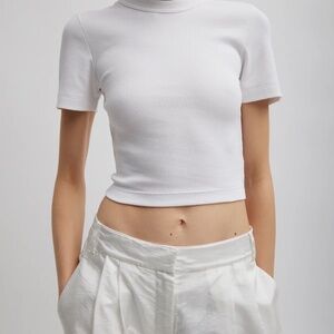 Tibi — Ribbed Cropped Baby T-Shirt — Size XL